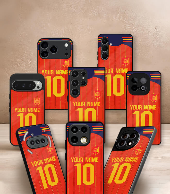 customized spain home kit fifa wc26 edition premium glossy phone case