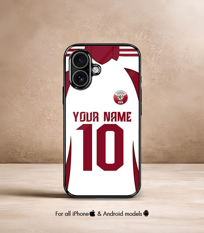 customized qatar home kit fifa wc26 edition premium glossy phone case