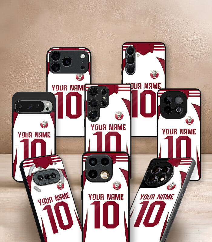 customized qatar home kit fifa wc26 edition premium glossy phone case