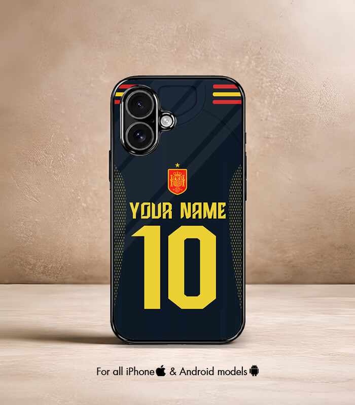 customized spain blue away kit fifa wc26 edition premium glossy phone case
