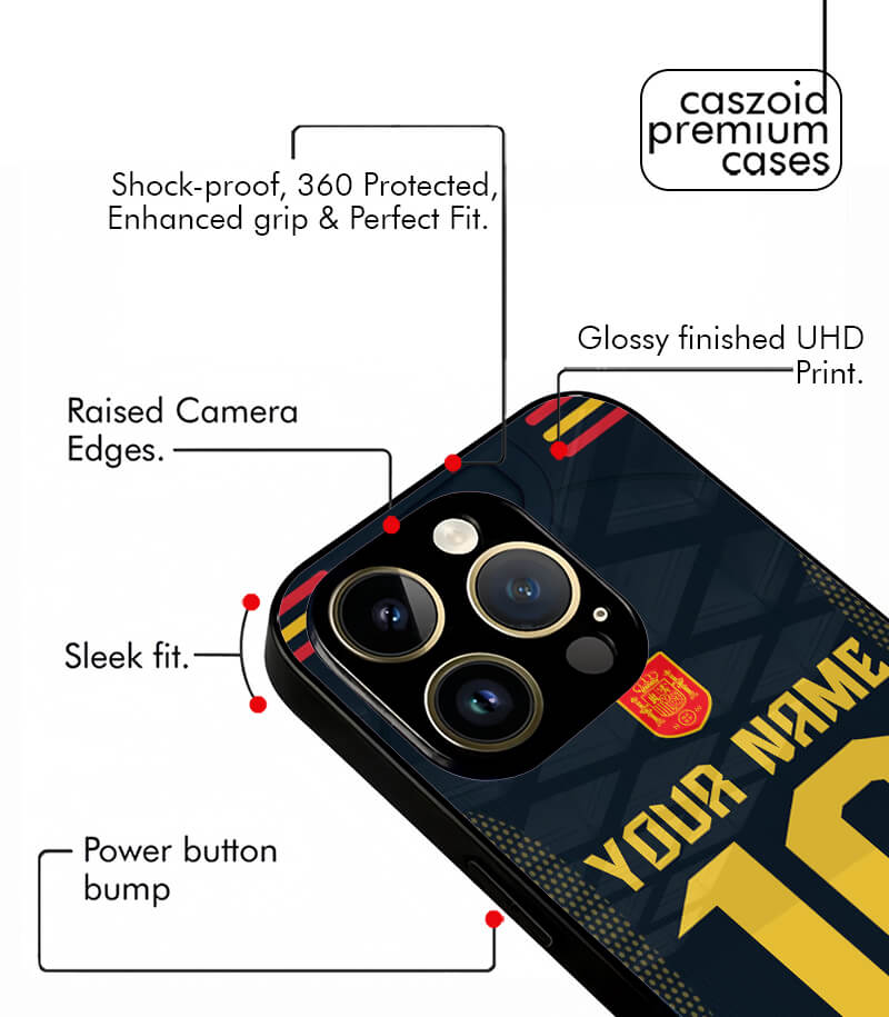 customized spain blue away kit fifa wc26 edition premium glossy phone case
