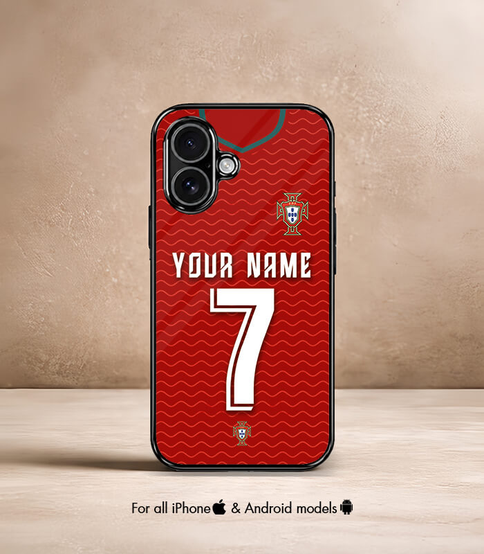 customized portugal red home kit fifa wc26 edition premium glossy phone case