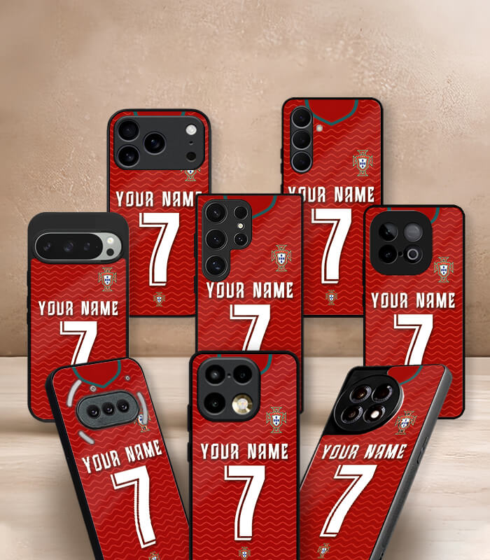 customized portugal red home kit fifa wc26 edition premium glossy phone case