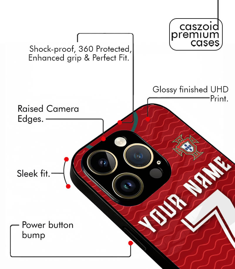 customized portugal red home kit fifa wc26 edition premium glossy phone case