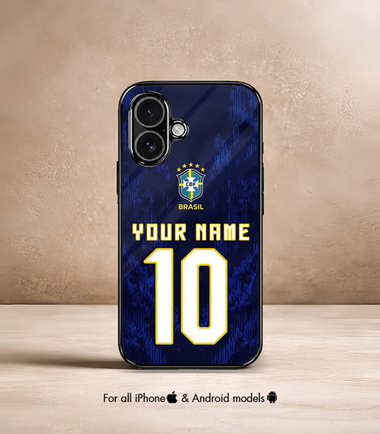 Customized Brazil Away Blue Kit FIFA WC26 Edition Premium Glossy Phone Case
