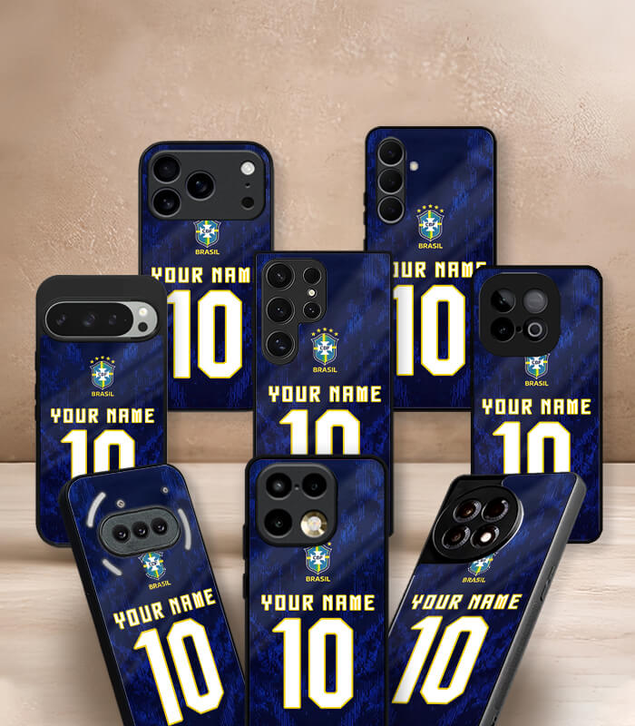 customized brazil away blue kit fifa wc26 edition premium glossy phone case
