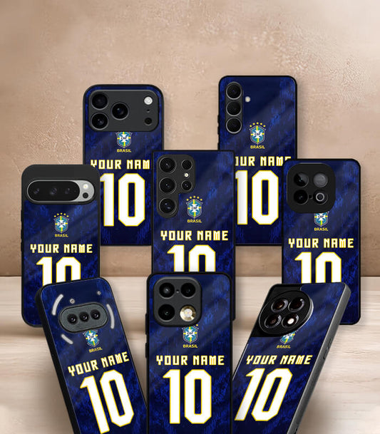 Customized Brazil Away Blue Kit FIFA WC26 Edition Premium Glossy Phone Case