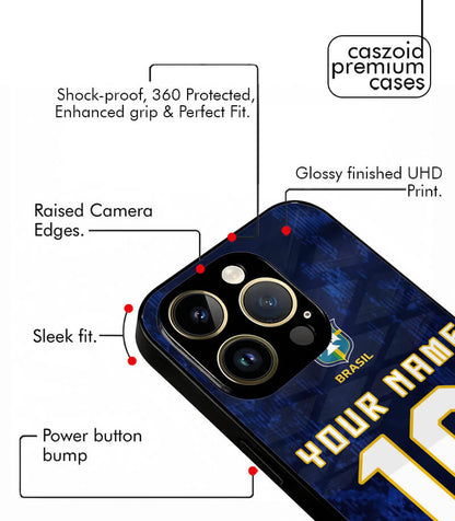 Customized Brazil Away Blue Kit FIFA WC26 Edition Premium Glossy Phone Case