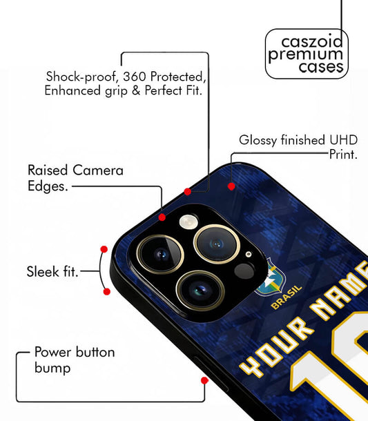 Customized Brazil Away Blue Kit FIFA WC26 Edition Premium Glossy Phone Case