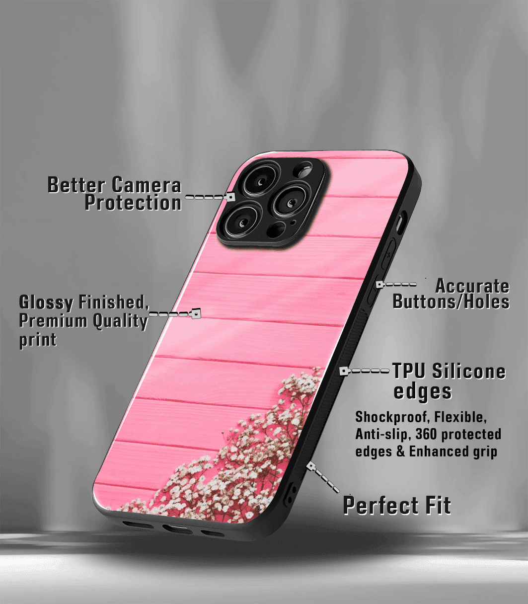 'for her' premium glossy floral/ aesthetic phone case compatible for every phone models.
