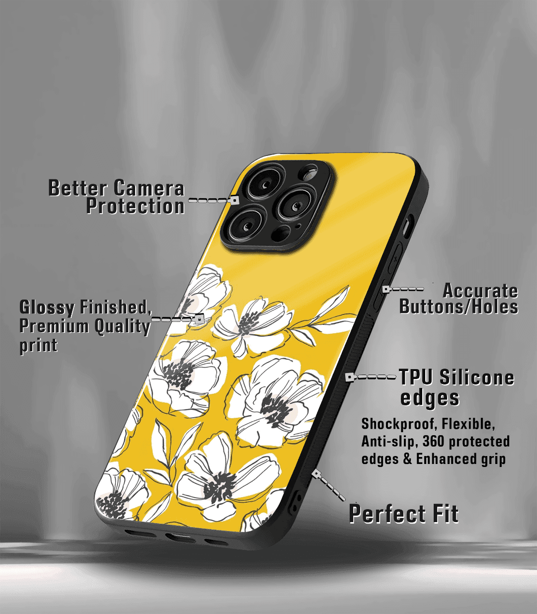'for her' premium glossy floral/ aesthetic phone case compatible for every phone models.