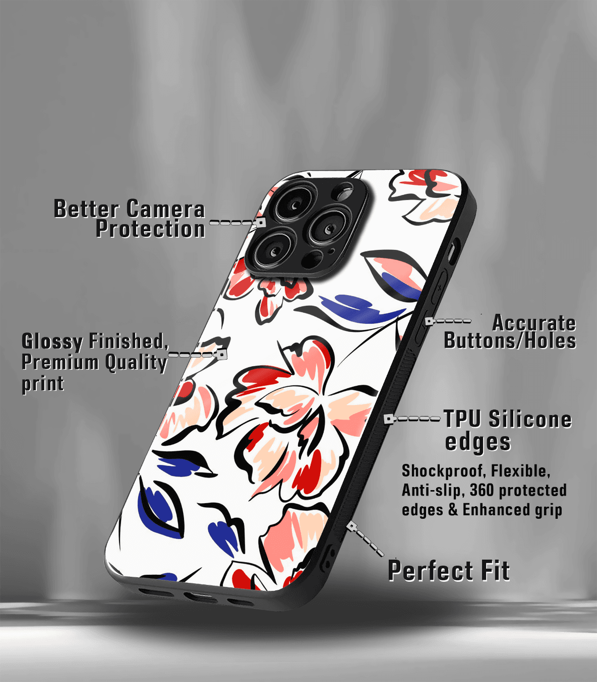 'for her' premium glossy floral/ aesthetic phone case compatible for every phone models.