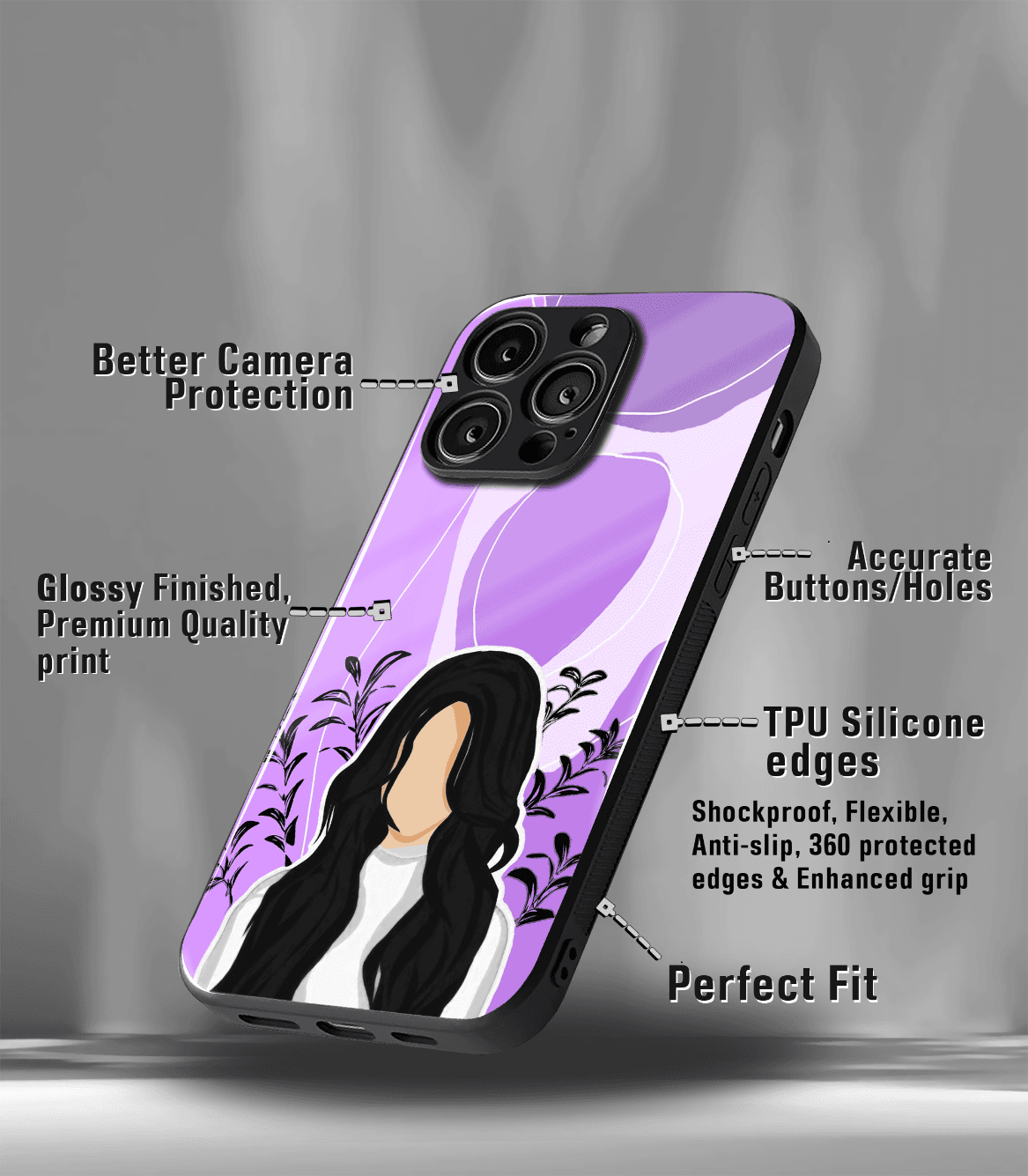 'for her' premium glossy floral/ aesthetic phone case compatible for every phone models.