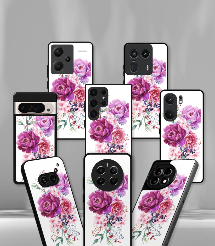 'for her' premium glossy floral/ aesthetic phone case compatible for every phone models.