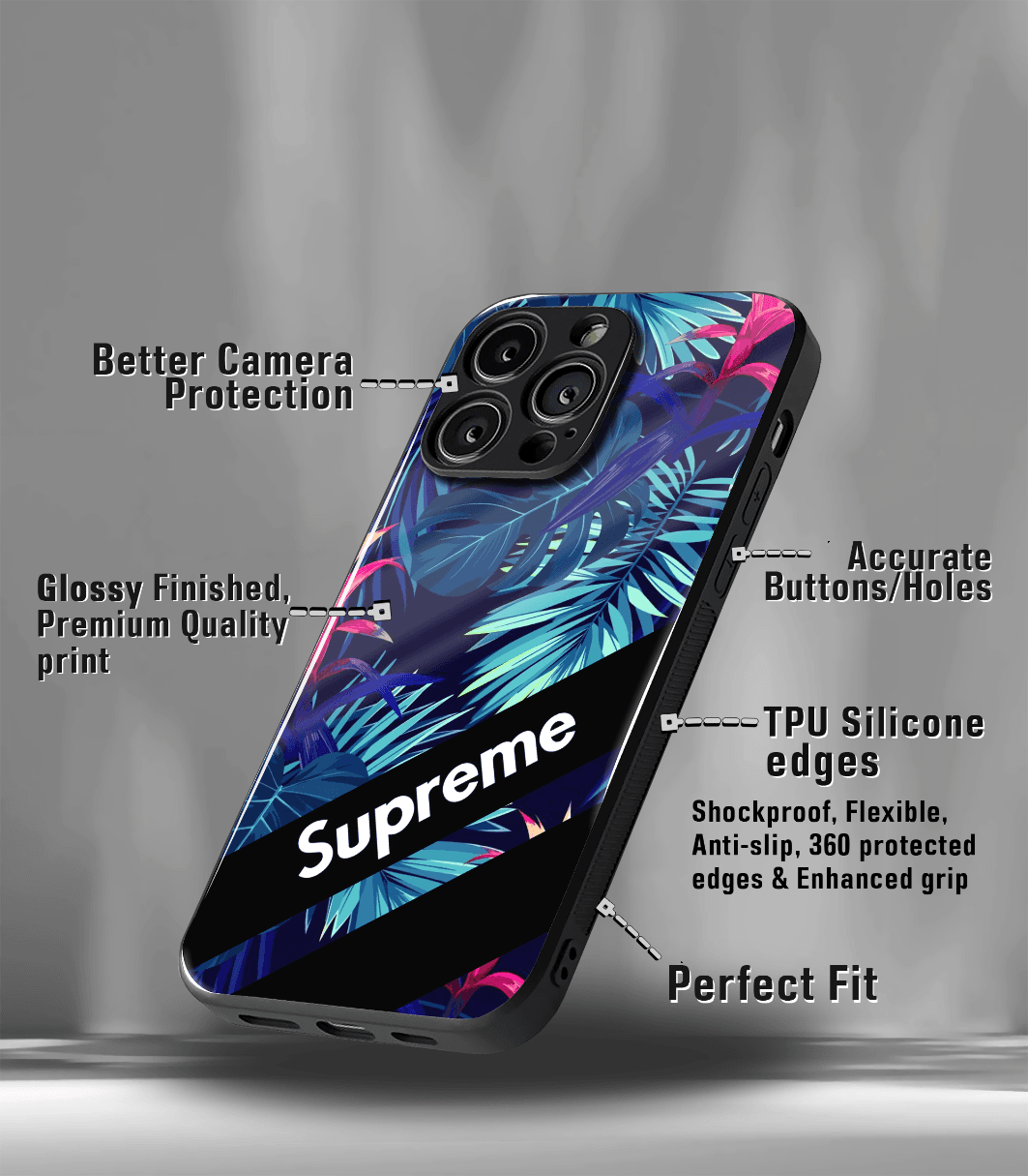 'for her' premium glossy floral/ aesthetic phone case compatible for every phone models.
