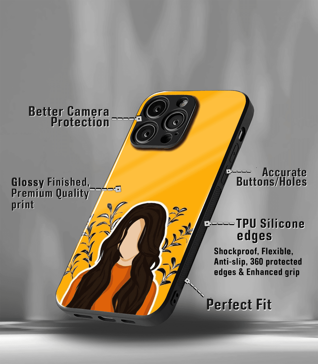 'for her' premium glossy floral/ aesthetic phone case compatible for every phone models.