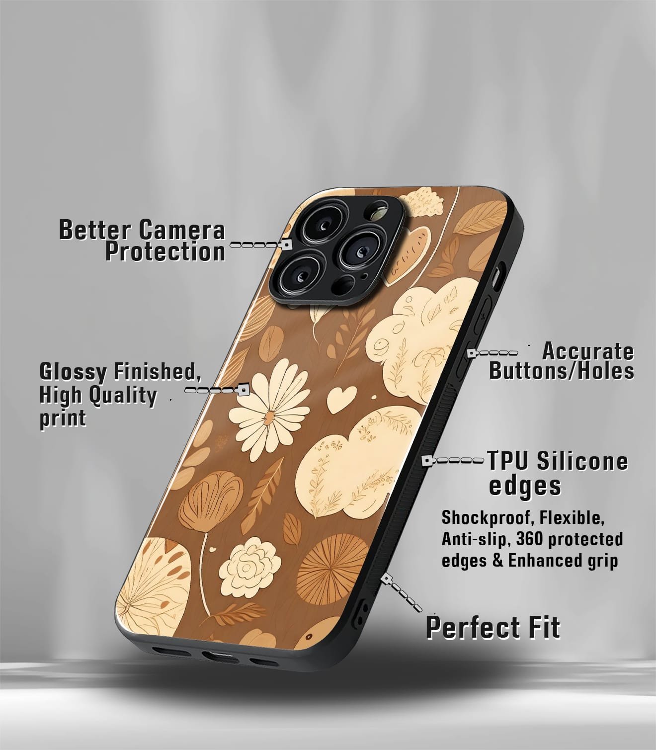 'for her' premium glossy floral/ aesthetic phone case compatible for every phone models.