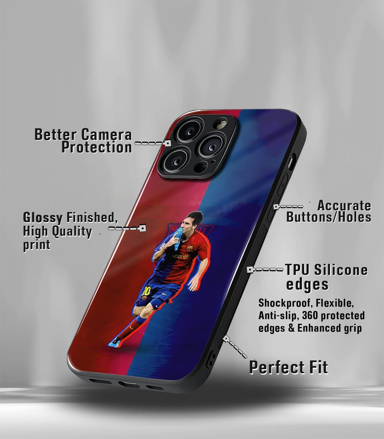 lionel messi fcb edition premium glossy phone case.