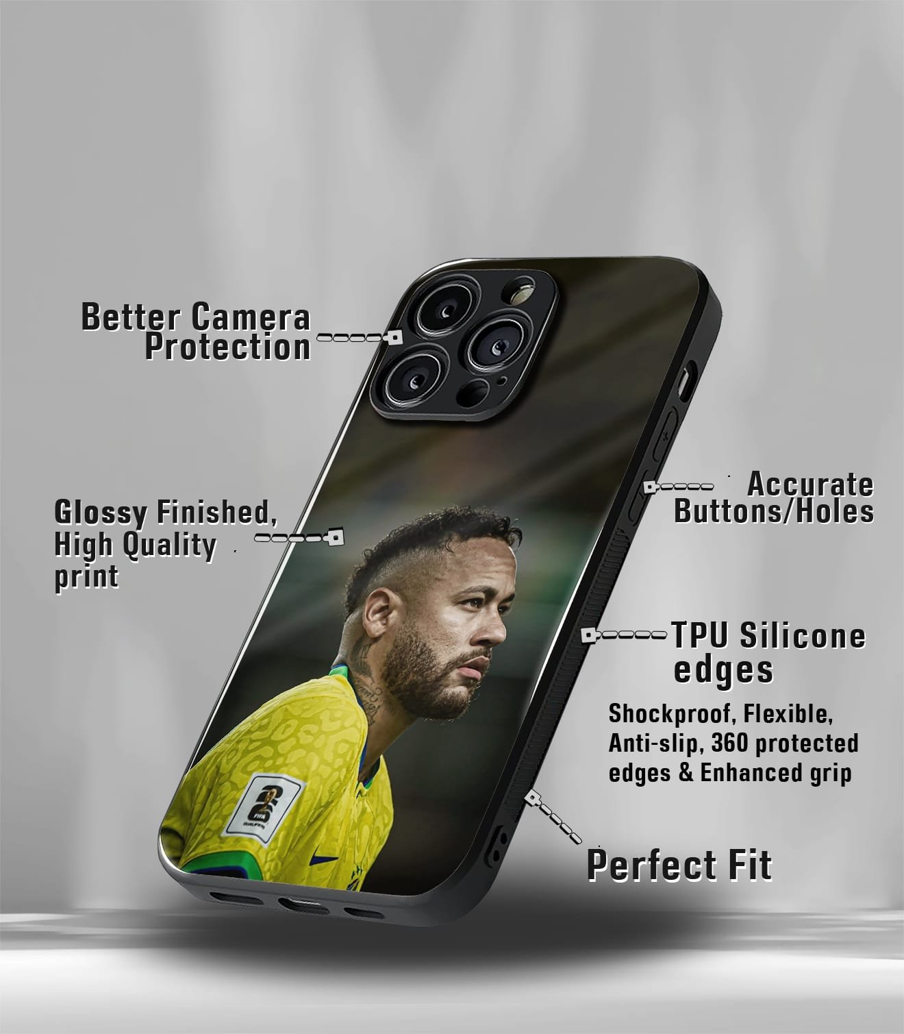 neymar junior goat edition premium glossy phone case.