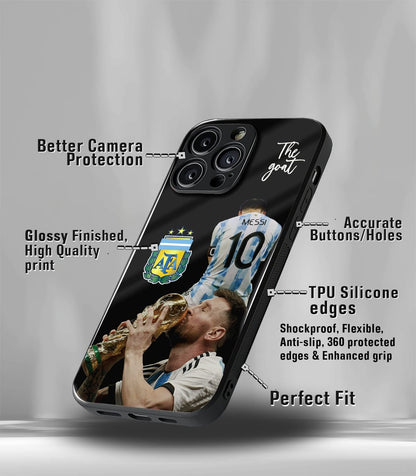 Lionel Messi GOAT edition Premium Glossy Phone Case.