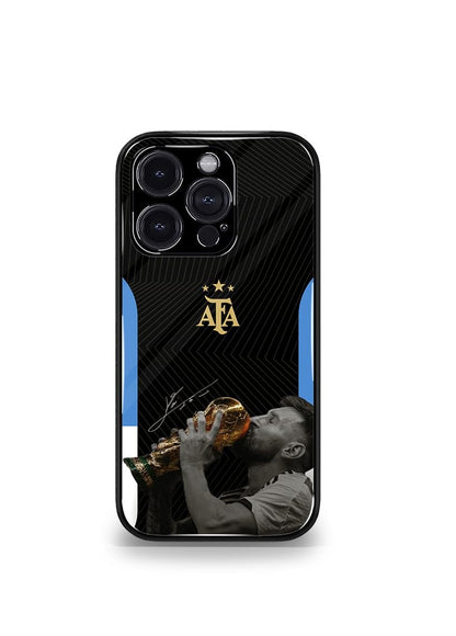 Lionel Messi GOAT edition with CUP Premium Glossy Phone Case.