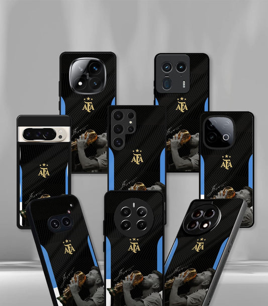 Lionel Messi GOAT edition with CUP Premium Glossy Phone Case.