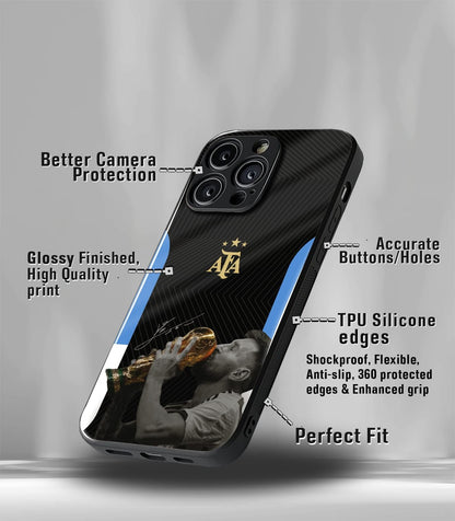 Lionel Messi GOAT edition with CUP Premium Glossy Phone Case.