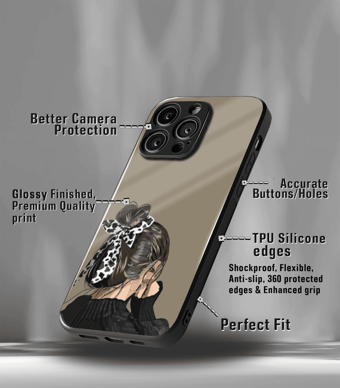 'for her' premium glossy floral/ aesthetic phone case compatible for every phone models.