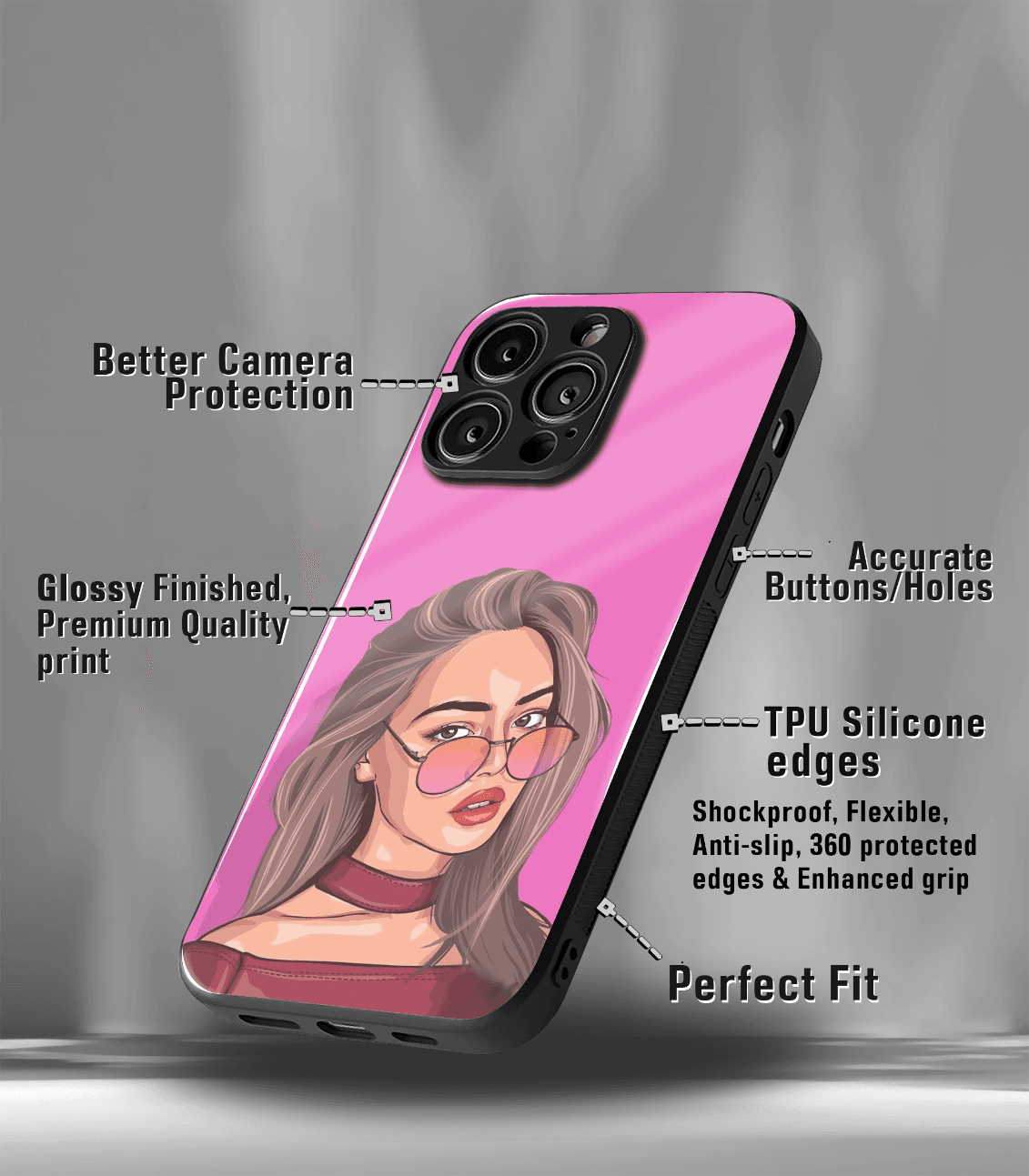 'for her' premium glossy floral/ aesthetic phone case compatible for every phone models.