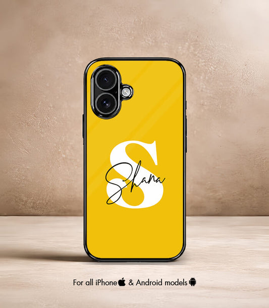 Name X Letter Yellow Customized NAME Printed Premium Glossy Phone Case