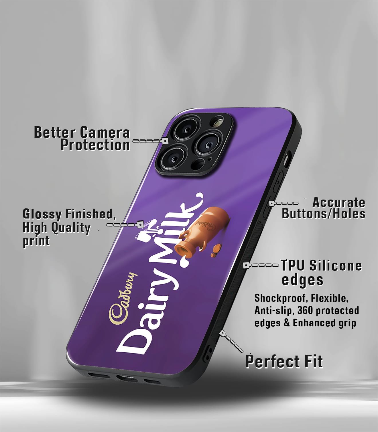dairymilk violet chocolate premium glossy phonecase