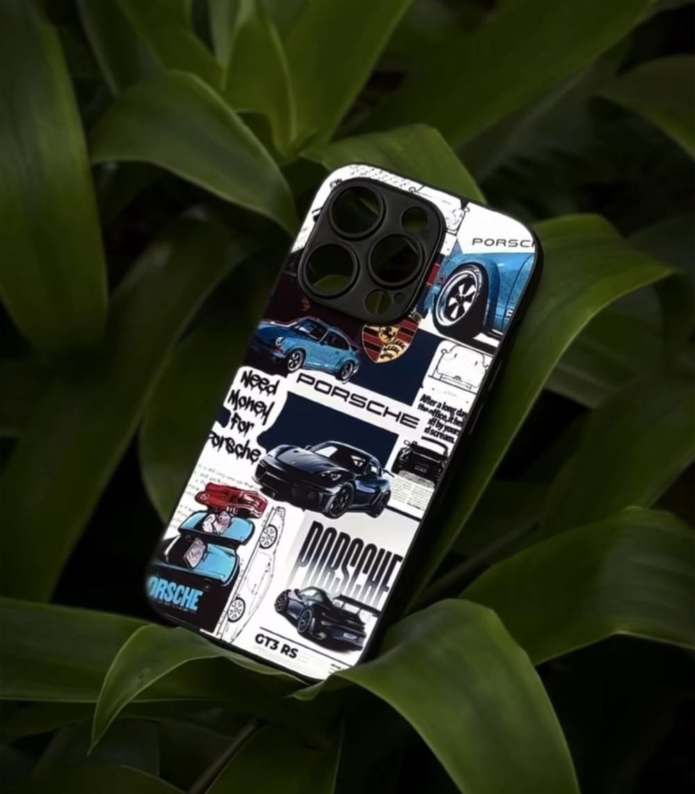porsche car collage premium glossy phonecase