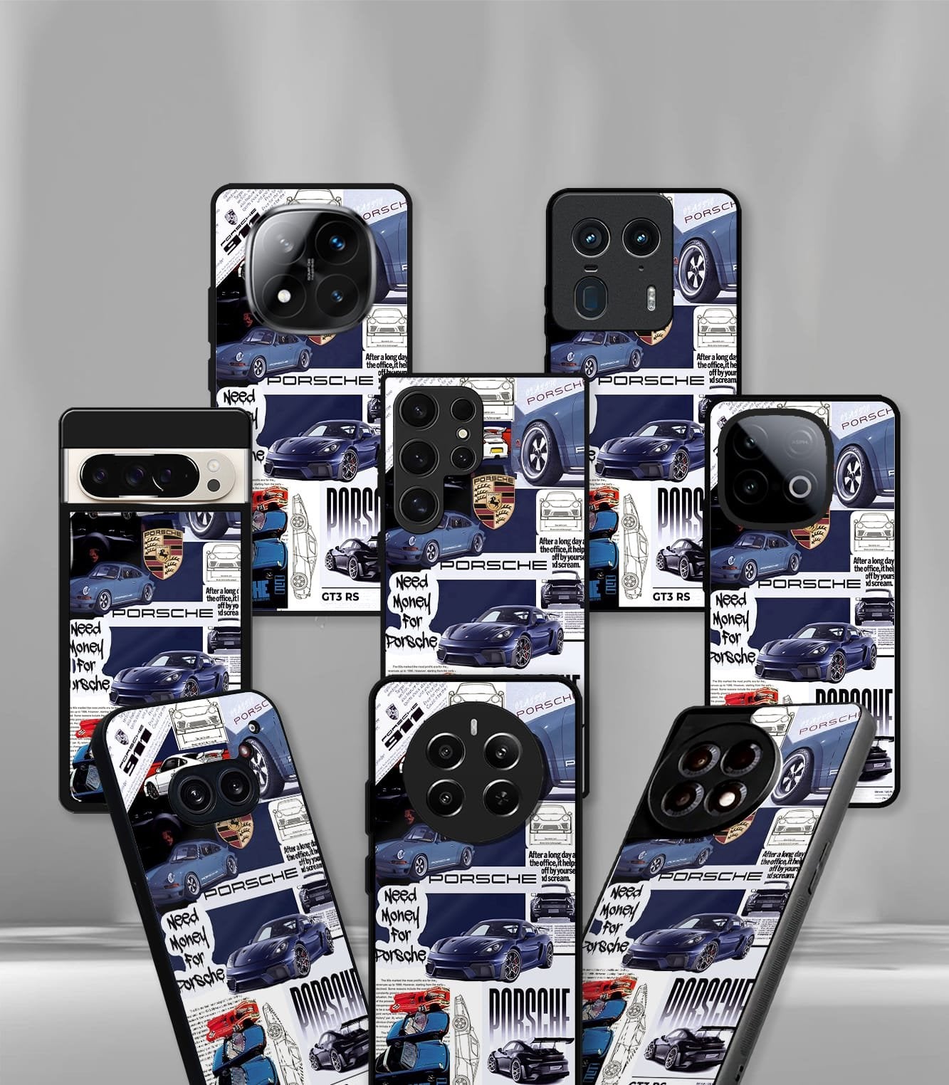 porsche car collage premium glossy phonecase