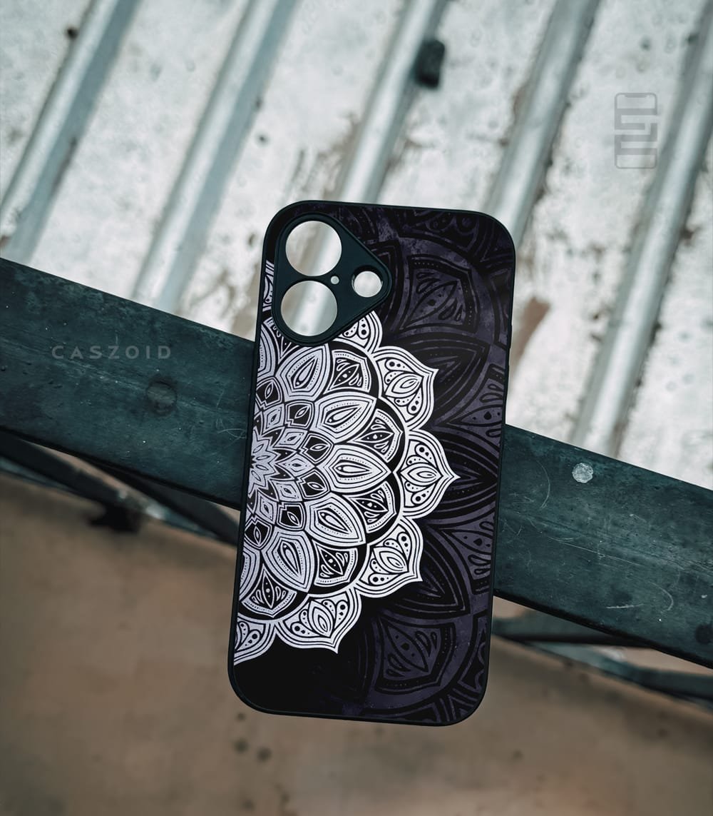 black mandala art premium glossy phonecase