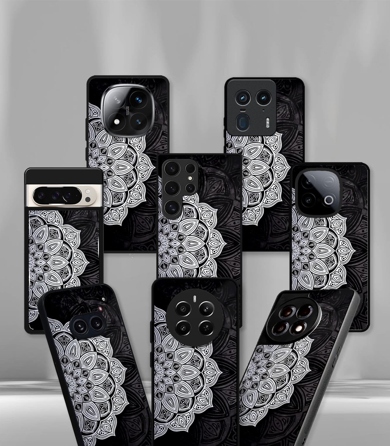 black mandala art premium glossy phonecase
