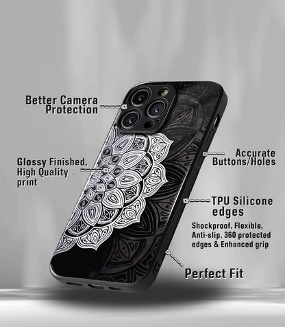 Black Mandala Art Premium Glossy PhoneCase