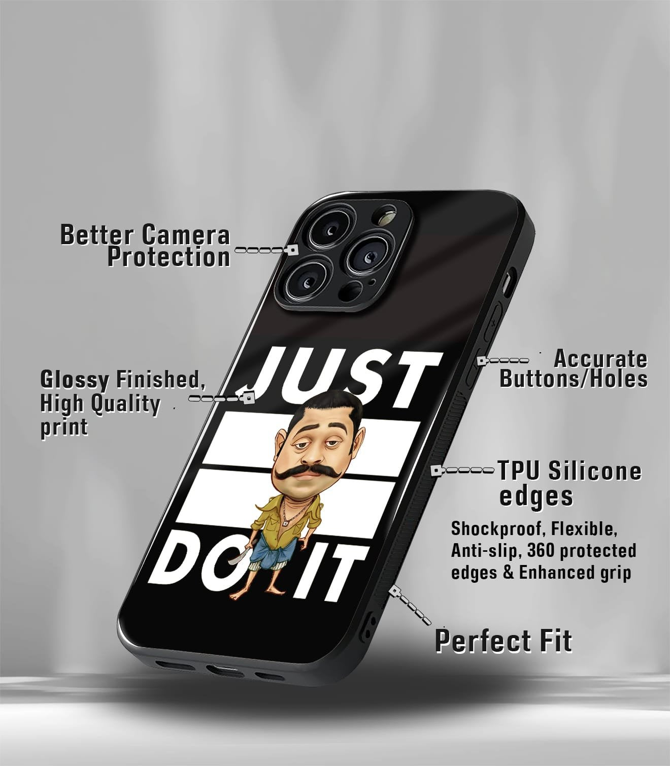 just do it dhashamoolam dhaamu premium glossy phonecase