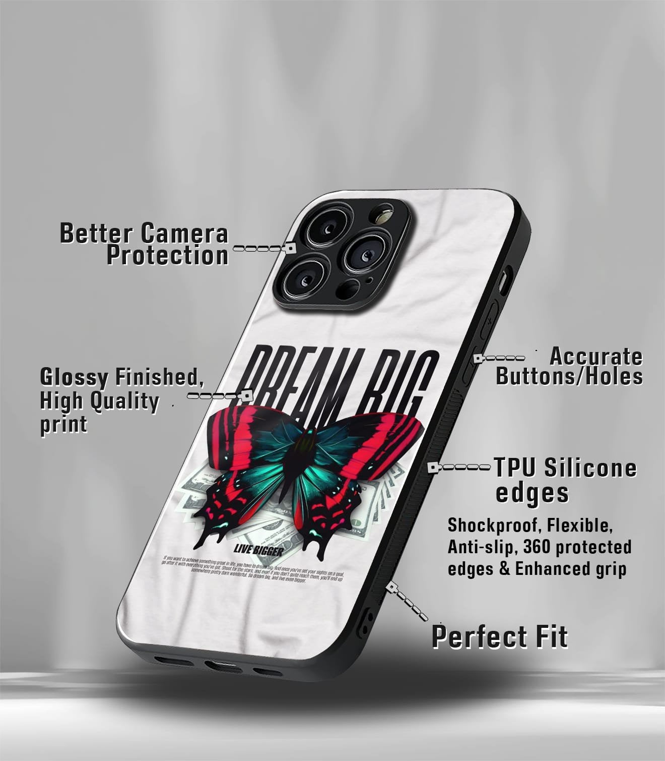 dream big butterfly premium glossy phonecase