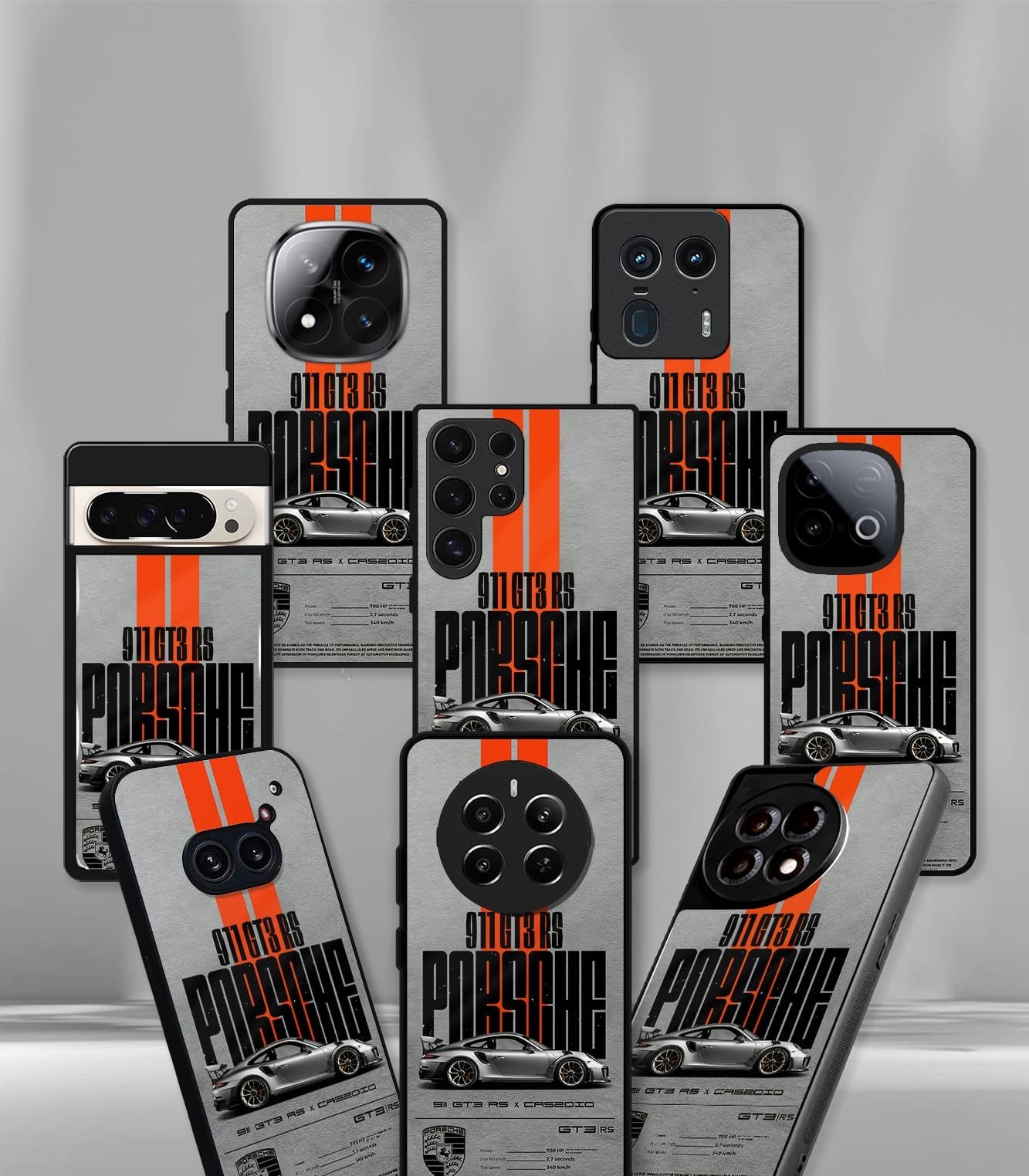 porsche 911 gt3rs grey premium glossy phonecase