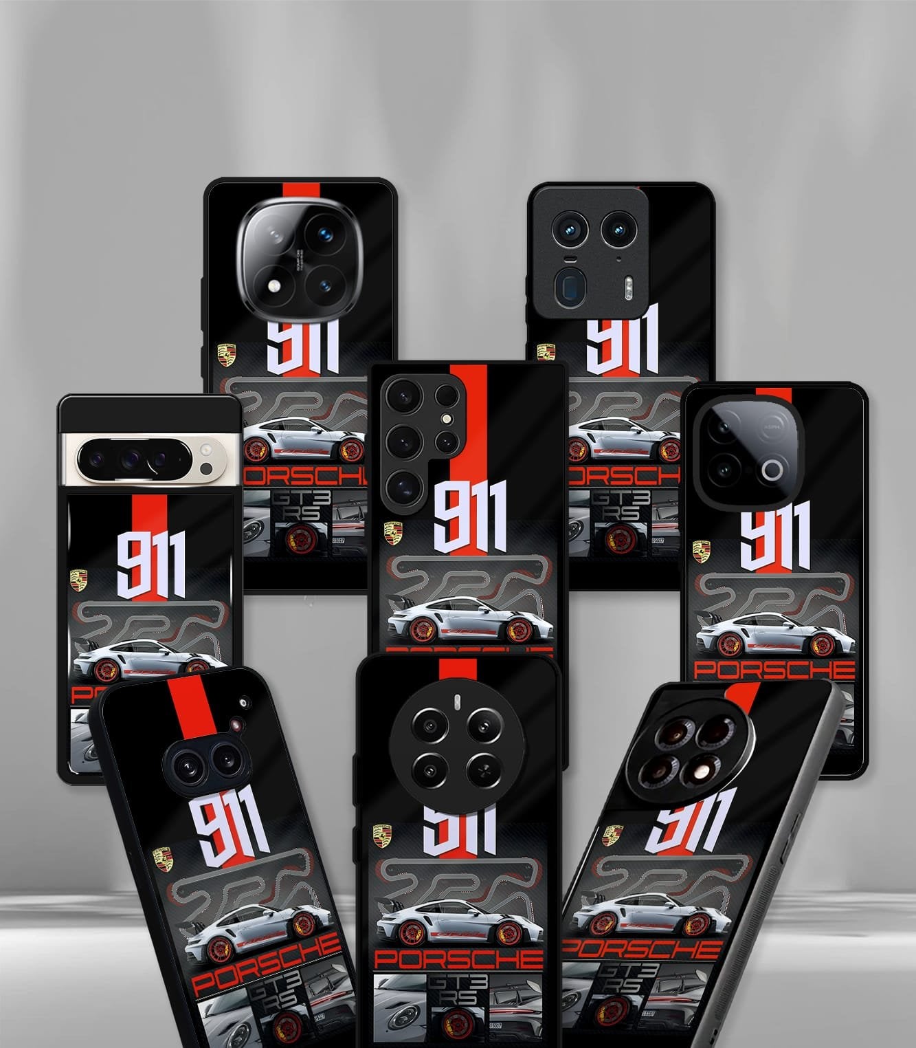 porsche gt3rs 911 red & black premium glossy phonecase