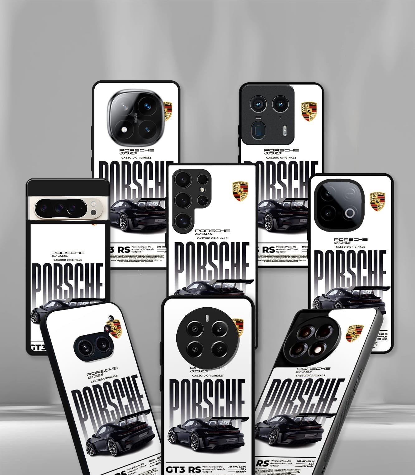 white porsche premium glossy phonecase