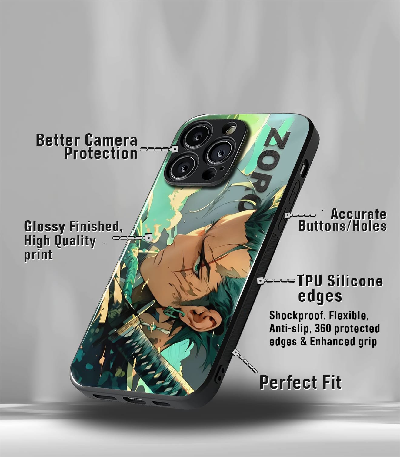 zoro anime premium glossy phonecase
