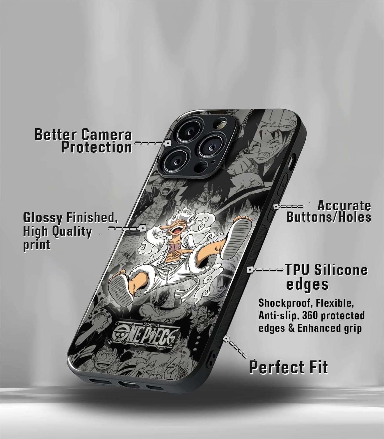 grey onepiece anime premium glossy phonecase