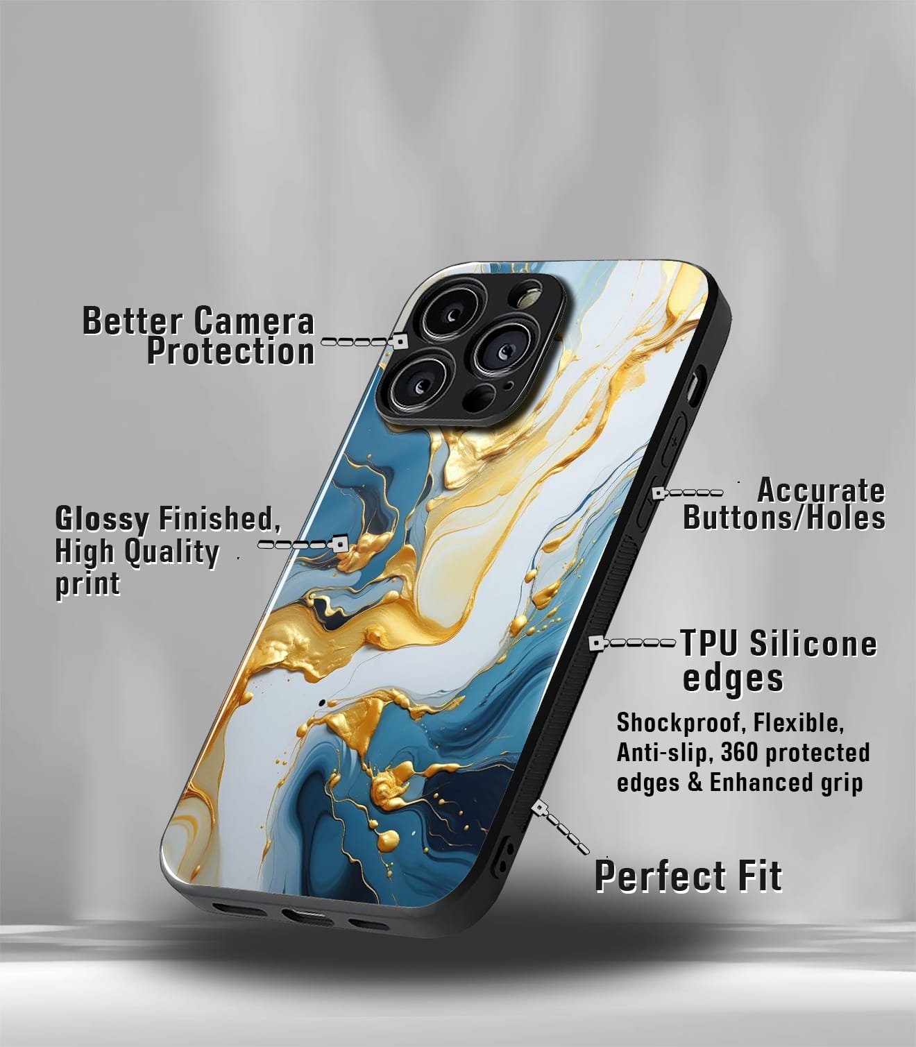 aesthetic marble pattern premium glossy phonecase