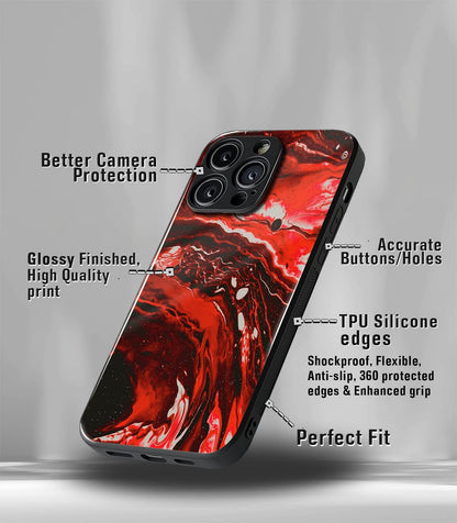 Aesthetic Red Marble Pattern Premium Glossy PhoneCase