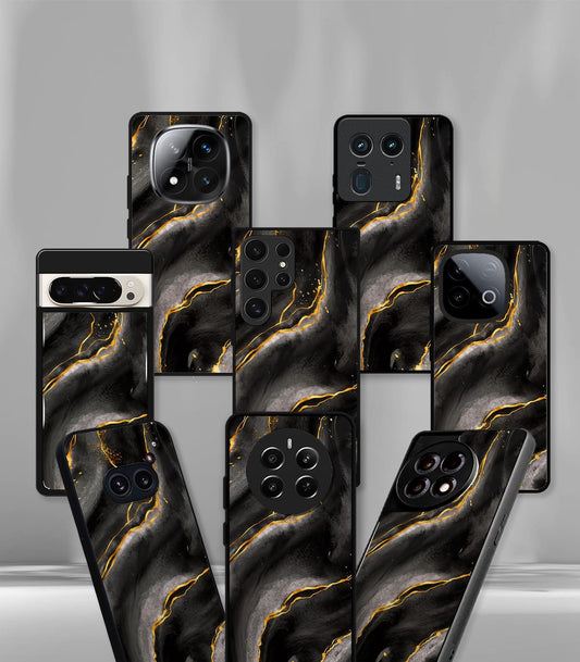 Aesthetic Black Marble Pattern Premium Glossy PhoneCase