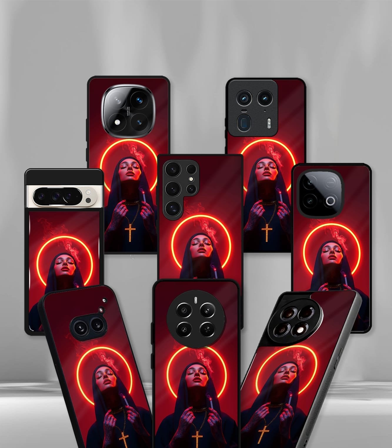 psychedelic nun in red premium glossy phonecase