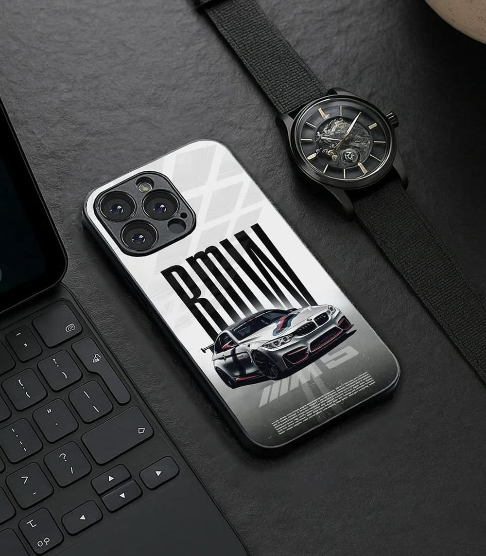 white royal car premium glossy phonecase