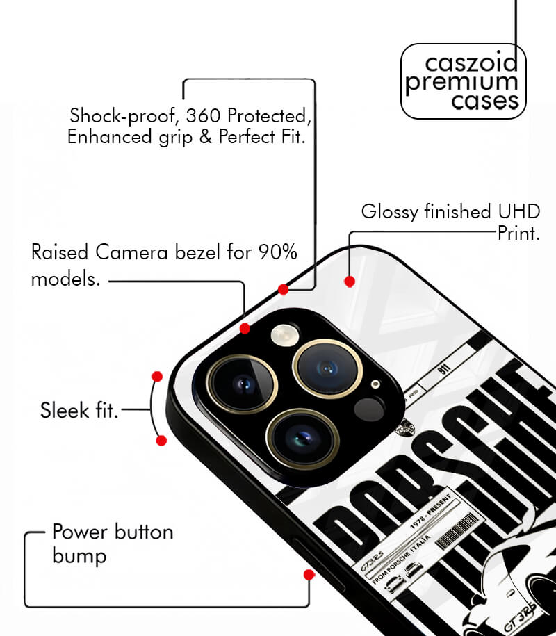 porsche white new caszoid premium glossy phone case