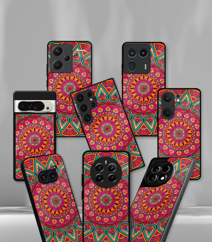 orange mandala art premium phone case